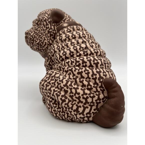 Carved Ceramic Bulldog Puppy Figurine with Brown Dog Biscuit Pattern 7” Signed - Picture 12 of 13